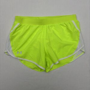 Under Armour UA Fly By 2.0 Neon Lime Green Track Run Shorts Lined Sz M Training